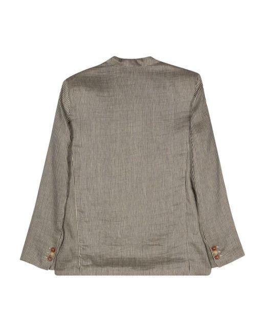 Alysi Gray Striped Single-Breasted Blazer