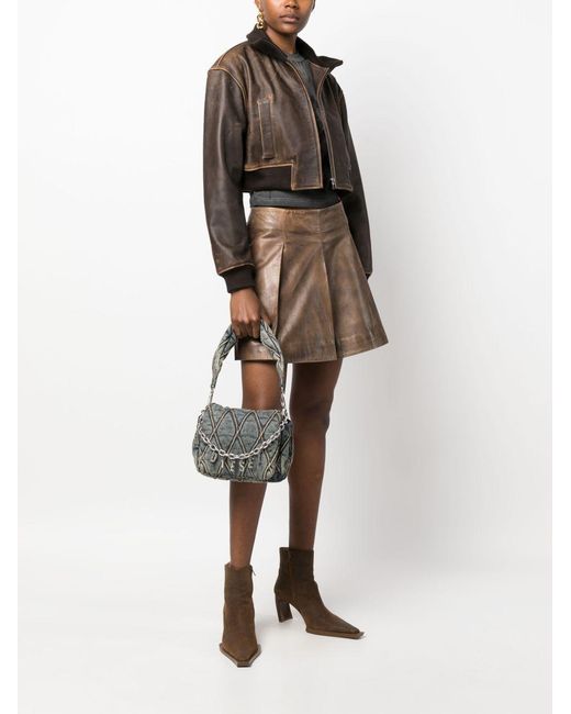 DIESEL Gray Charm-D S Denim Shoulder Bag