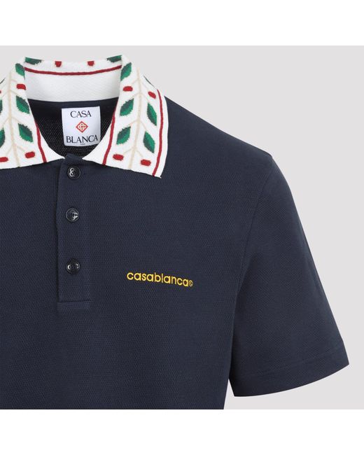 Casablanca Blue Laurel Piqué Polo