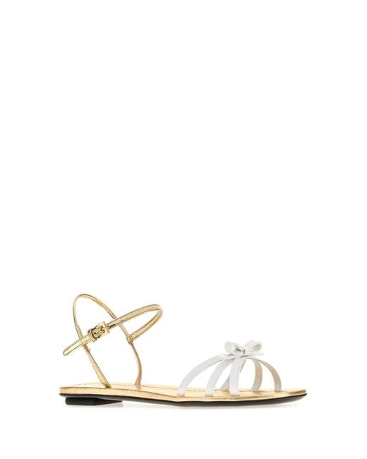 Prada White Solid Sandals