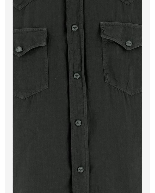 Finamore 1925 Black Linen Shirt for men