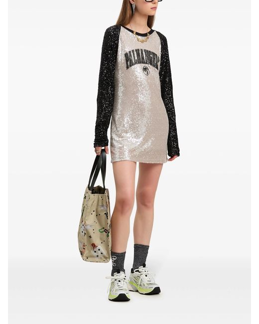 Palm Angels Black College Palm Sequin Mini Dress