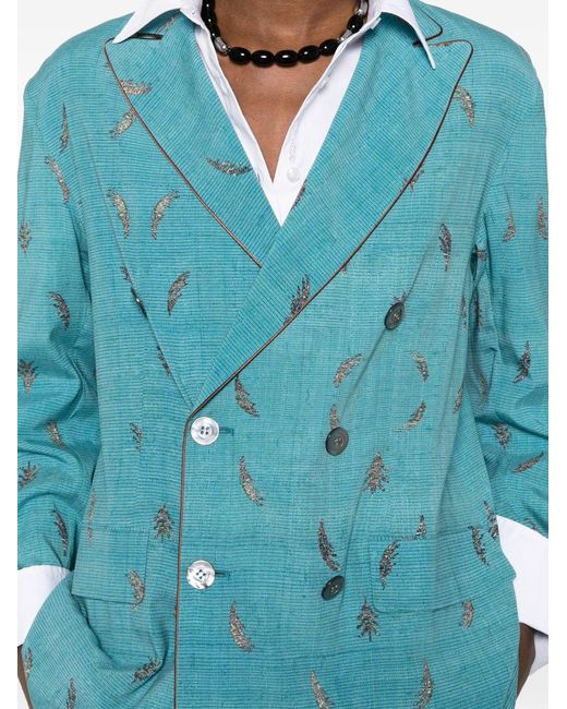 Pierre Louis Mascia Blue Bedruckte Seidenjacke