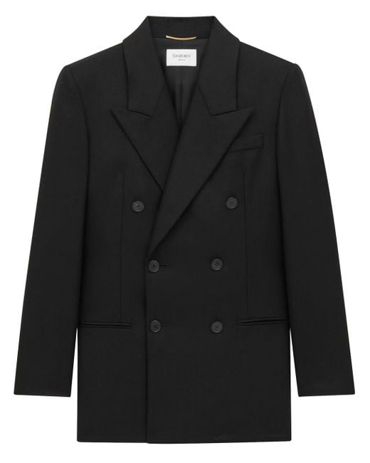 Saint Laurent Black Double-Breasted Wool Blazer