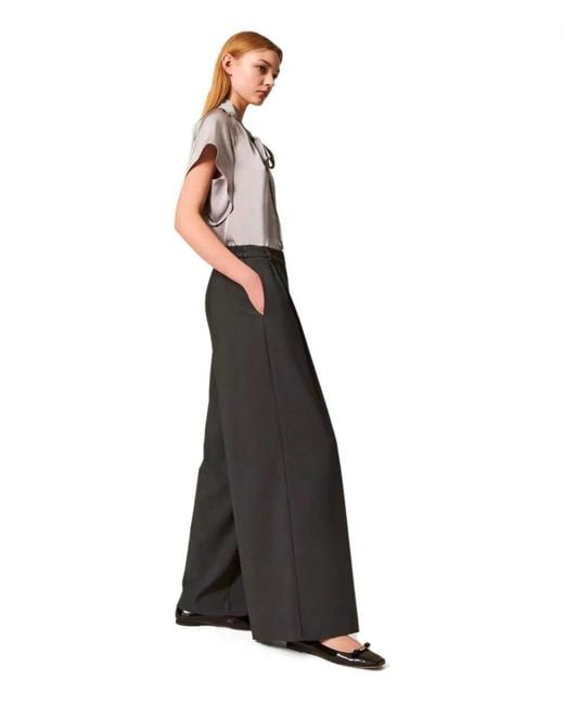 Twinset Gray Anthracite Wide Leg Pants