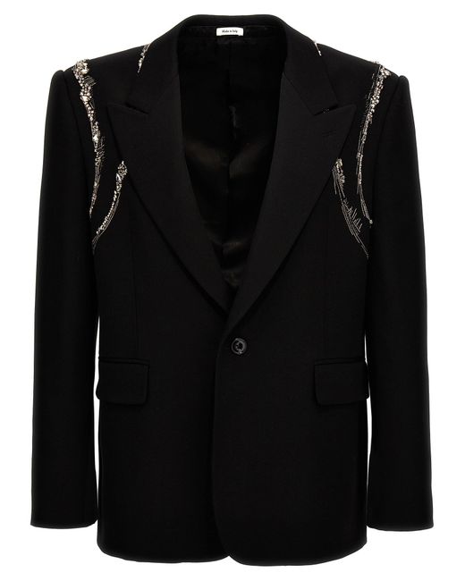Alexander McQueen Einreihiges Crystal Harness Sakko in Black für Herren