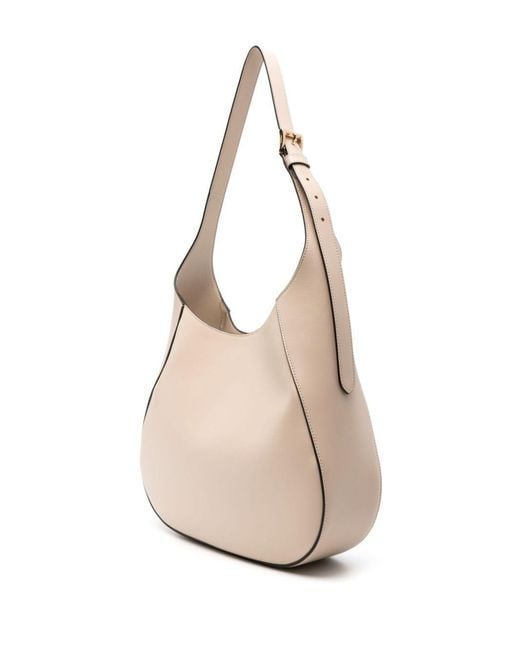 Prada Natural Triangle-Logo Leather Shoulder Bag