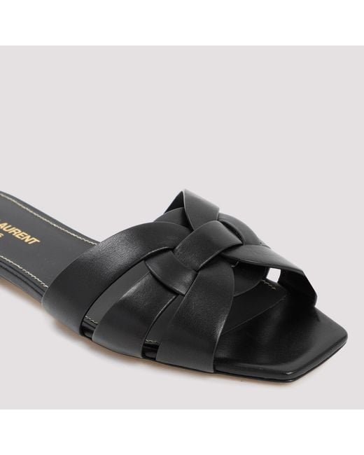 Saint Laurent Black Leather Tribute Flats