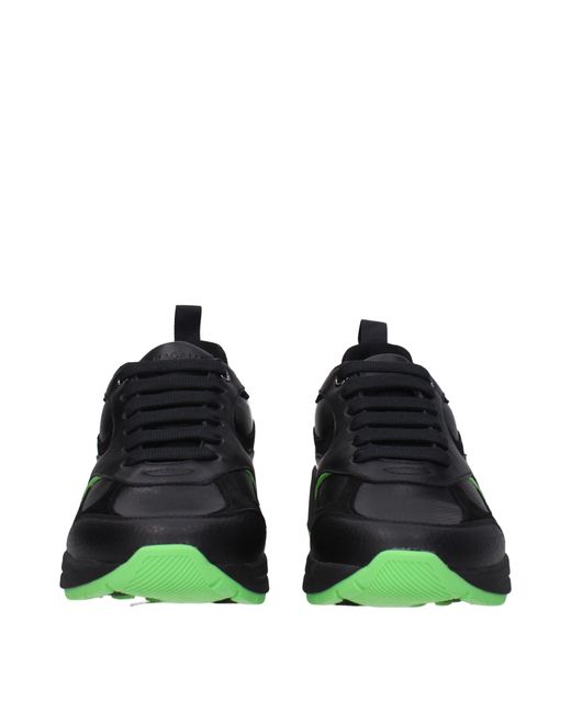 Ferragamo Black Sneakers Cosimaum Frau Leder Schwarz/Grün Fluo