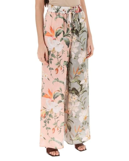 Zimmermann Lexi Floral Palazzo Pants in het Natural