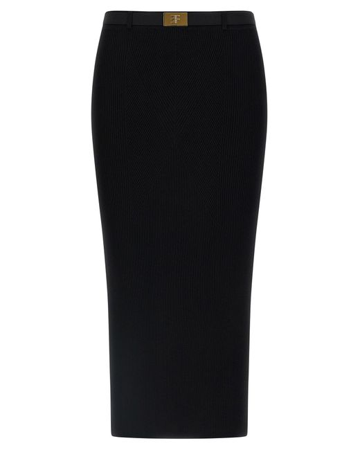 Elisabetta Franchi Elisabetta -franchi Geribbelde Gebreide Rok in het Black