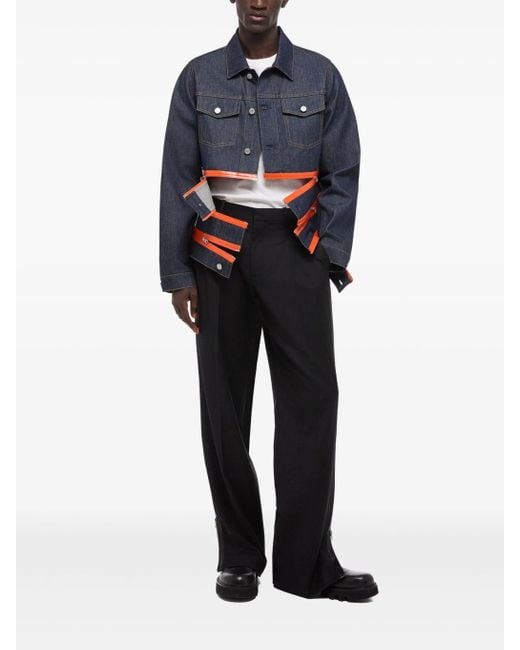 Helmut Lang Blue 3 Zip Trucker.Bklyn