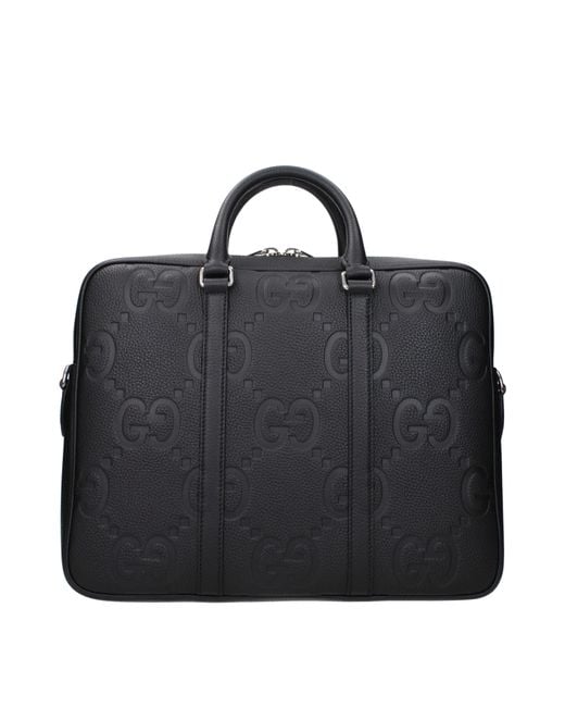 Gucci Black Jumbo Work Bag Leather