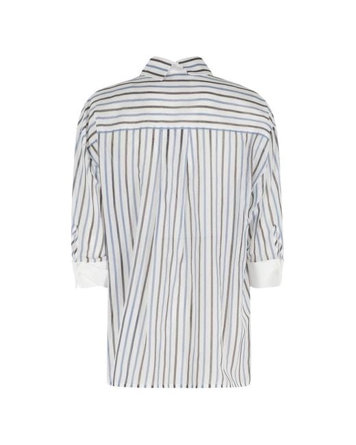 Semicouture White Gracia Striped Cotton Shirt