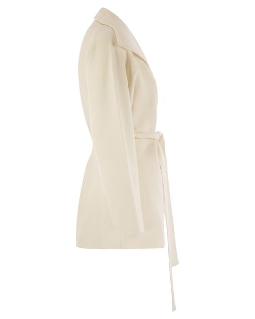 Max Mara White Rea Viscose And Wool Dressing Gown Coat