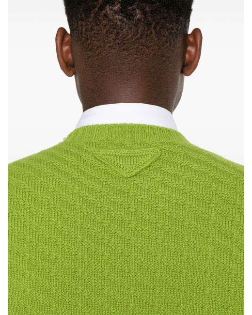 Prada Green Ribbed-Knit Jumper for men