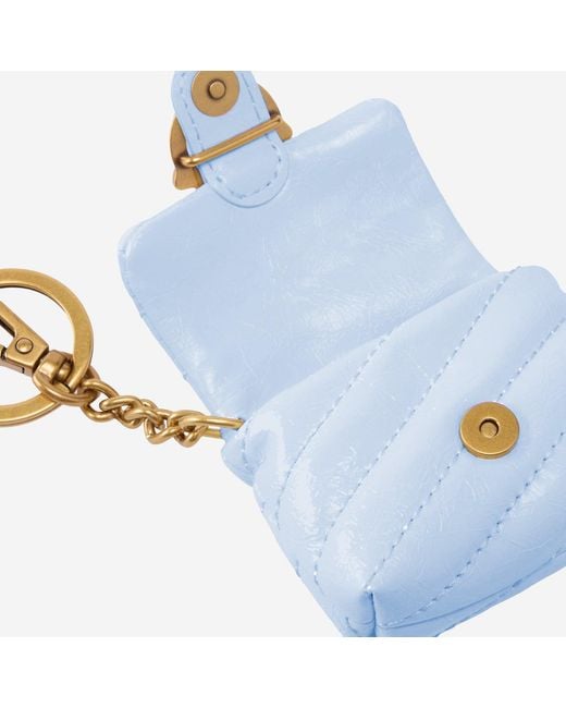 Pinko Blue Glossy Leather Airpods Love Bag Case