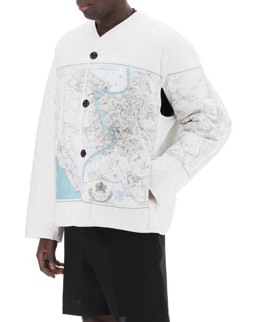Combat Liner impresa chaqueta acolchada OAMC de hombre de color White