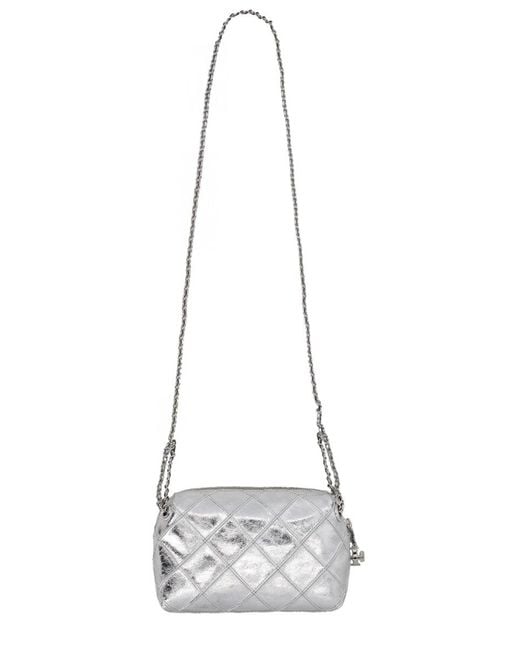 Tory Burch White Quilted Leather Crossbody Bag