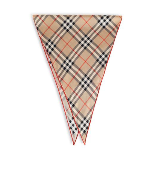 Burberry White Sand 'Check' Silk Scarf