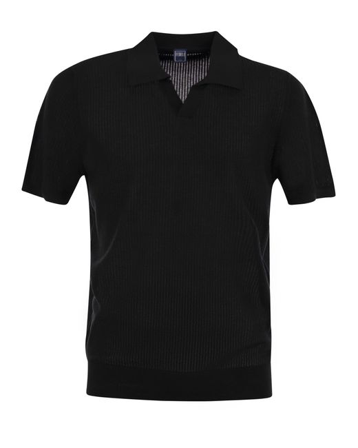 Fedeli Giza Katoen Met Korte Mouwen Poloshirt in het Black voor heren