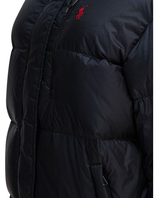 Polo Ralph Lauren Black Down Jacket With Logo Jackets And Coats