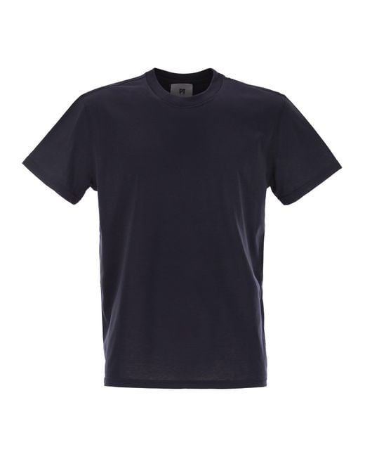 PT Torino Blue Silk And Cotton Jersey Knit for men