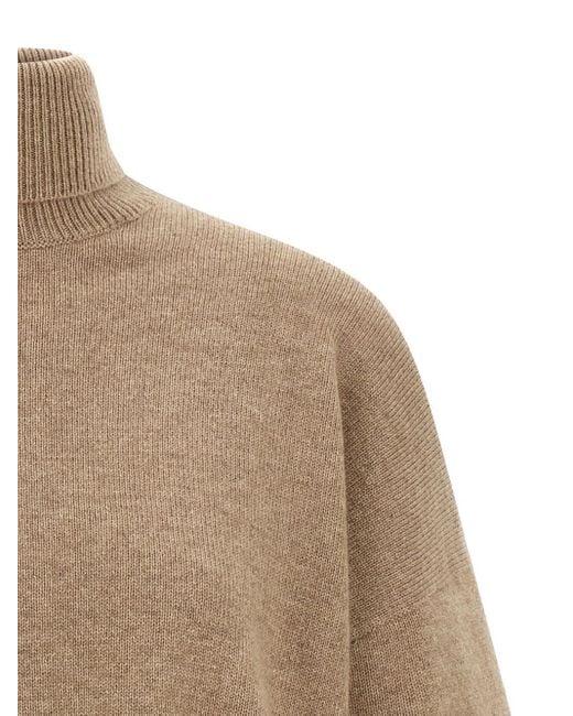 Brunello Cucinelli Natural Sequin Sleeve Sweater