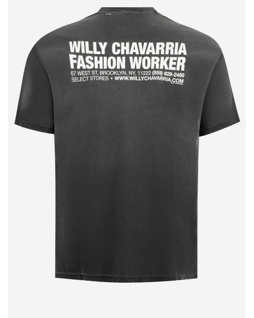 Willy Chavarria Black Cotton T Shirt With Logo for men