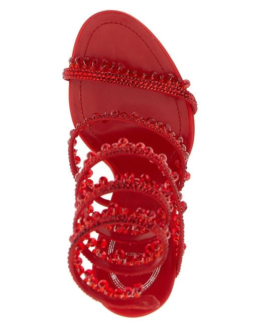 Rene Caovilla Red 'Chandelier' Sandals