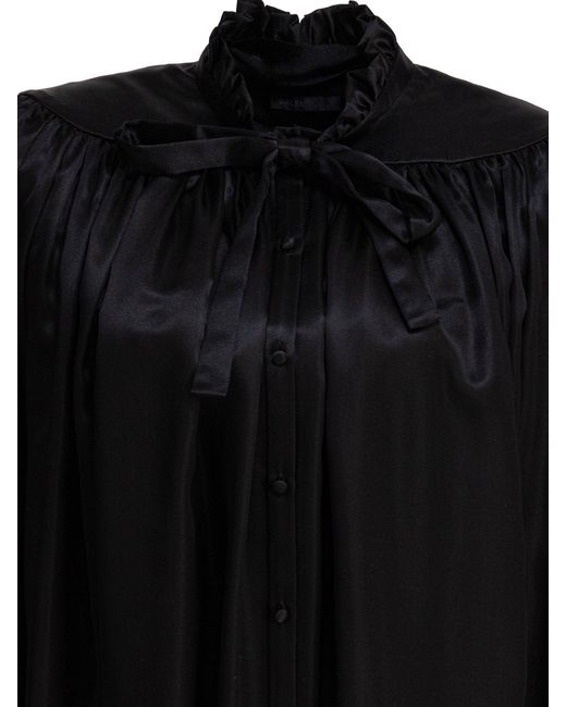Balenciaga Black Lace-Up Blouse