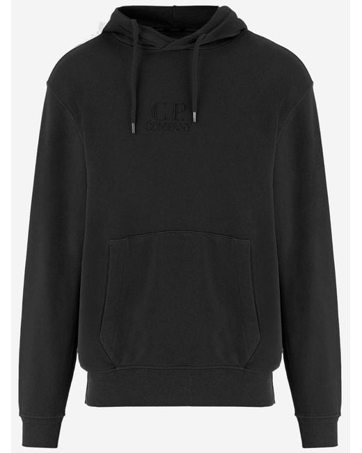 C P Company Black Minimalist Hooded Sweatshirt for men