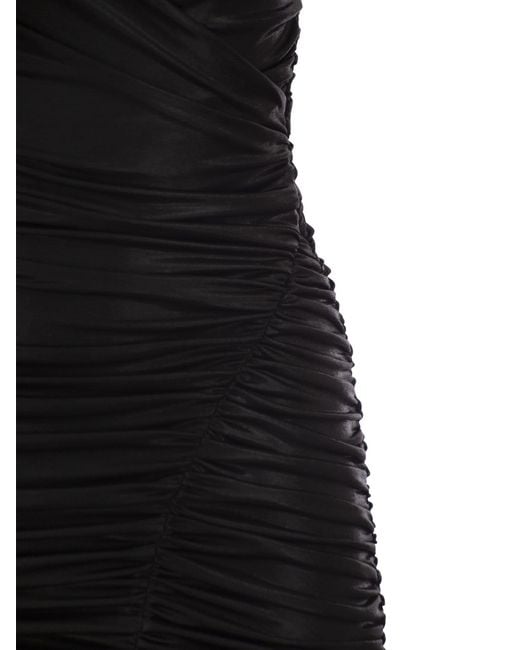 Draped Metallic Jersey MINIDRESS Elisabetta Franchi en coloris Black
