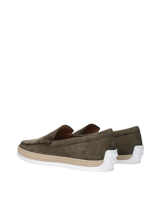 Tod's Green Slip On Uomo Camoscio Verde/Fieno
