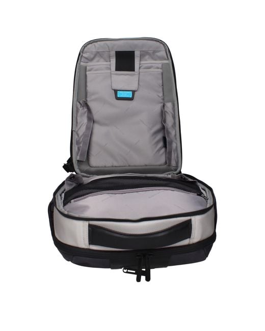 Piquadro Black Backpacks And Waist Bags For Recycled Nylon
