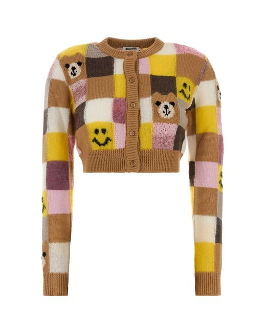 Moschino Black Multicolour Graphic Print Cardigan
