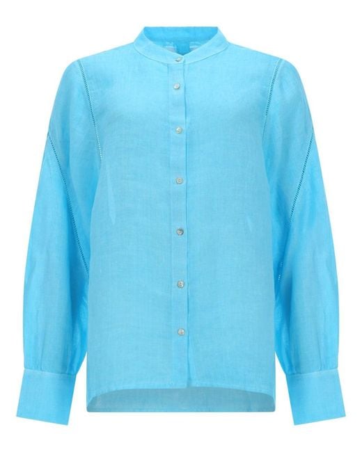 120% Lino Blue Effortless Linen Shirt