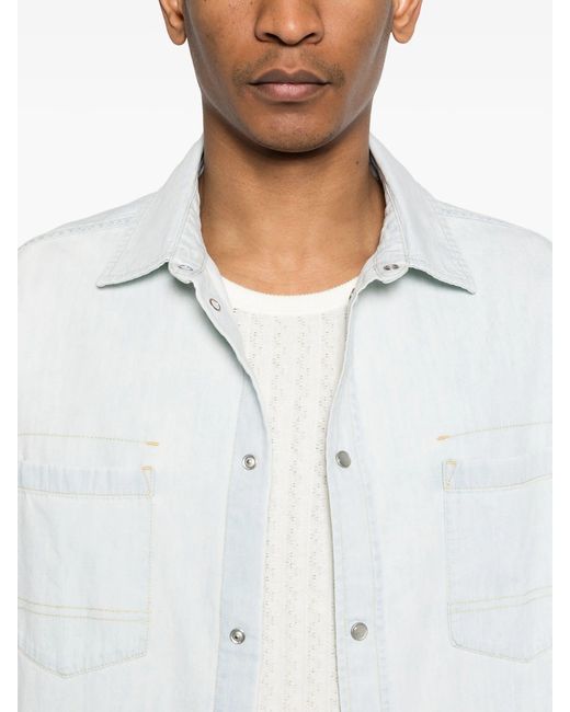 Golden Goose Deluxe Brand White Journey M's Over Shirt Pedro Pastel Full Sky Wash