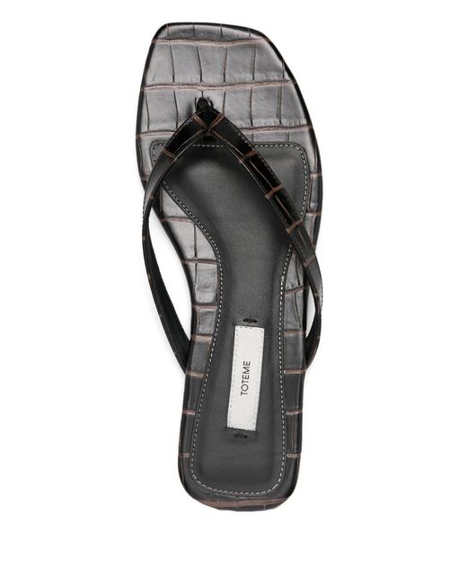 Totême  Black Croco-Embossed Flip-Flops