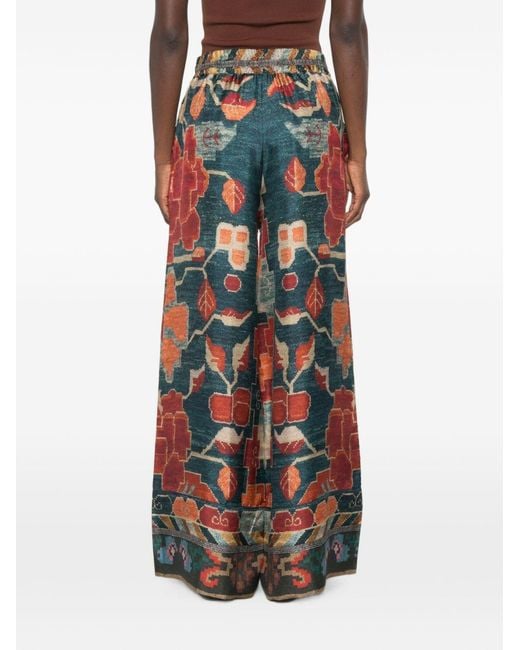 Pierre Louis Mascia White Printed Silk Trousers