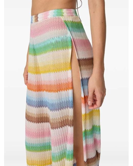 Missoni White Beach Pants With Zigzag Slit
