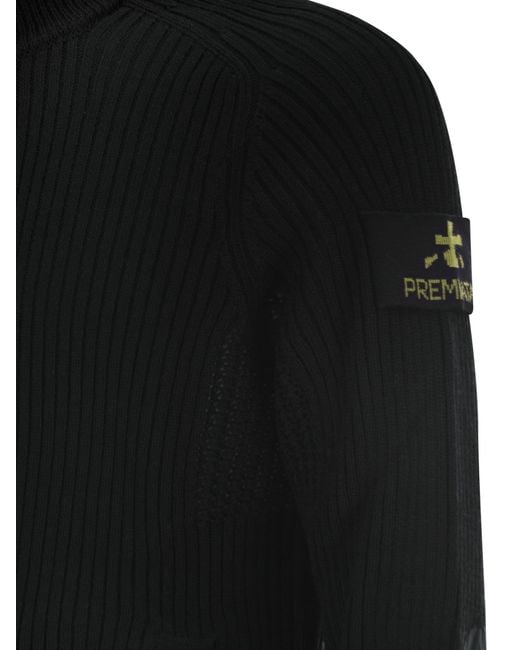 Premiata Black Wool Cardigan With Zip for men