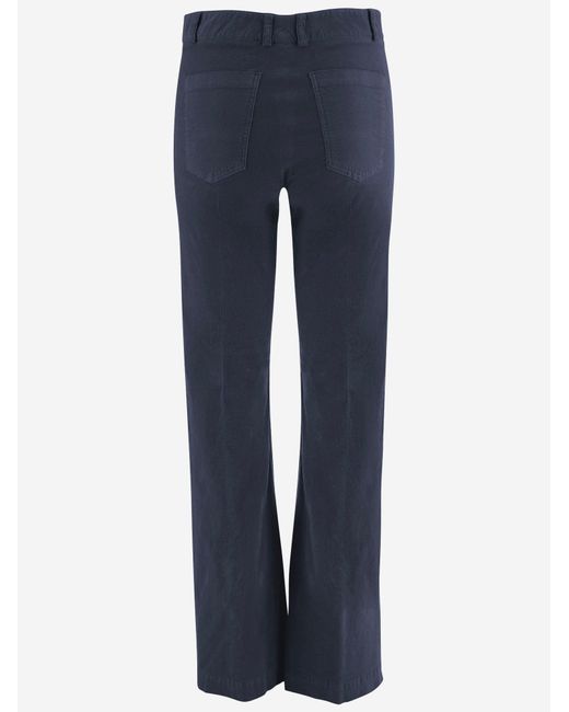 QL2 Donna Blue Stretch Cotton Velvet Pants
