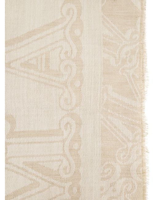 Max Mara Natural Mxavetusta Stole With Jacquard Logo