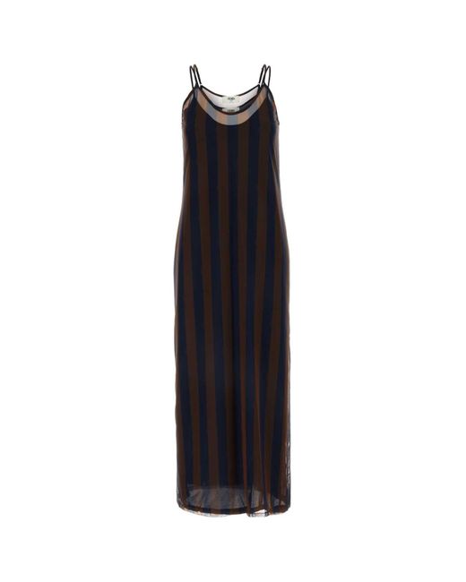 Fendi Black Printed Stretch Tulle Dress