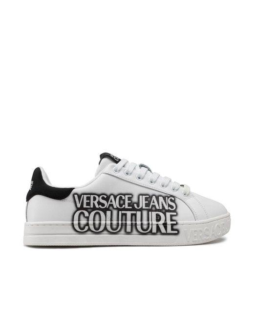 Versace Gray Leather Logo Sneakers for men