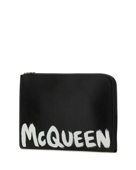McQueen Black Graffiti Leather Pouch