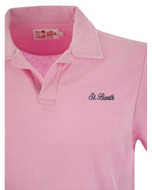 Mc2 Saint Barth Jeremy Cotton Terry Polo Shirt in het Pink
