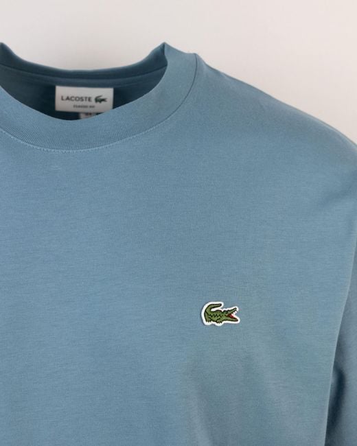 Lacoste T -shirt Azzurra In Cotone in het Blue voor heren