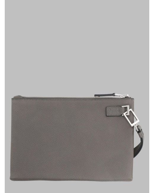 Tom Ford Gray Fw26 Leather Clutch Bag for men